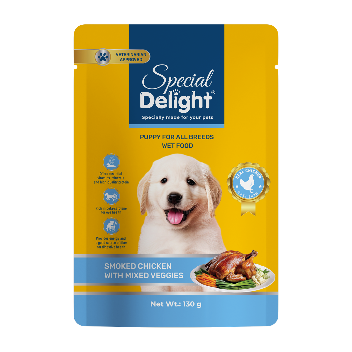 Special Delight Dog Wet Food – Smoked Chicken with Mixed Veggies – 130 g