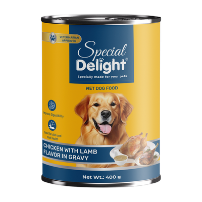 Special Delight Wet Dog Food – Chicken with Lamb Flavor in Gravy – 400 g
