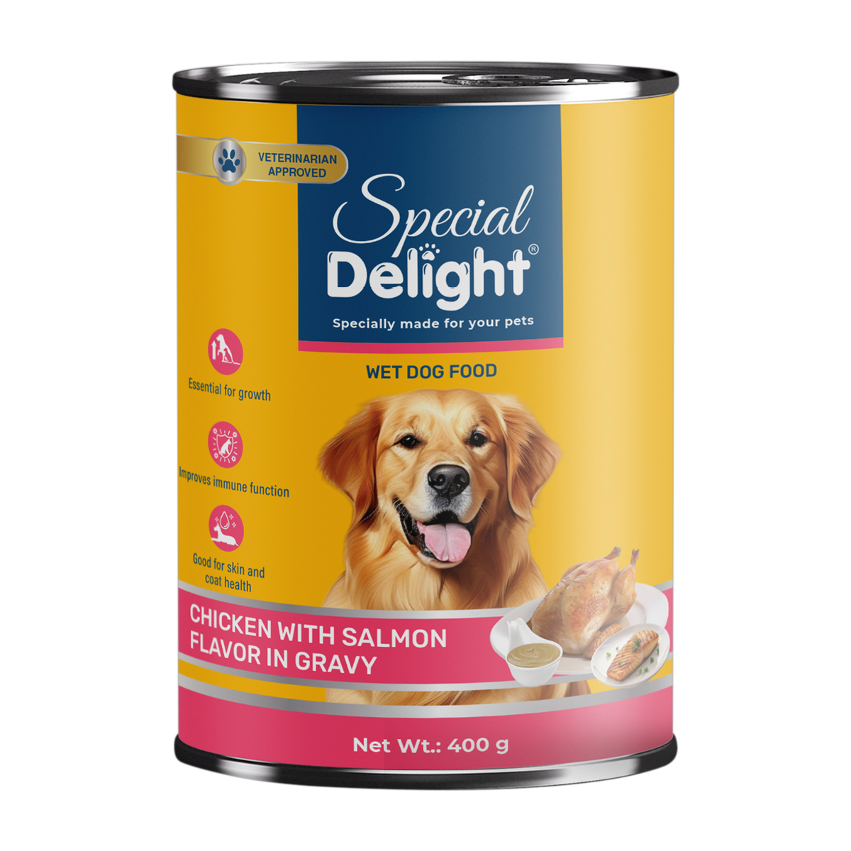 Special Delight Wet Dog Food – Chicken with Salmon Flavor in Gravy – 400 g