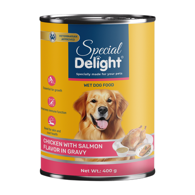 Special Delight Wet Dog Food – Chicken with Salmon Flavor in Gravy – 400 g