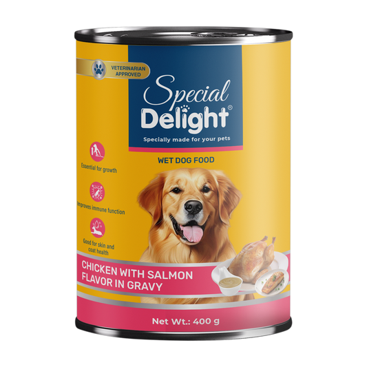 Special Delight Wet Dog Food – Chicken with Salmon Flavor in Gravy – 400 g