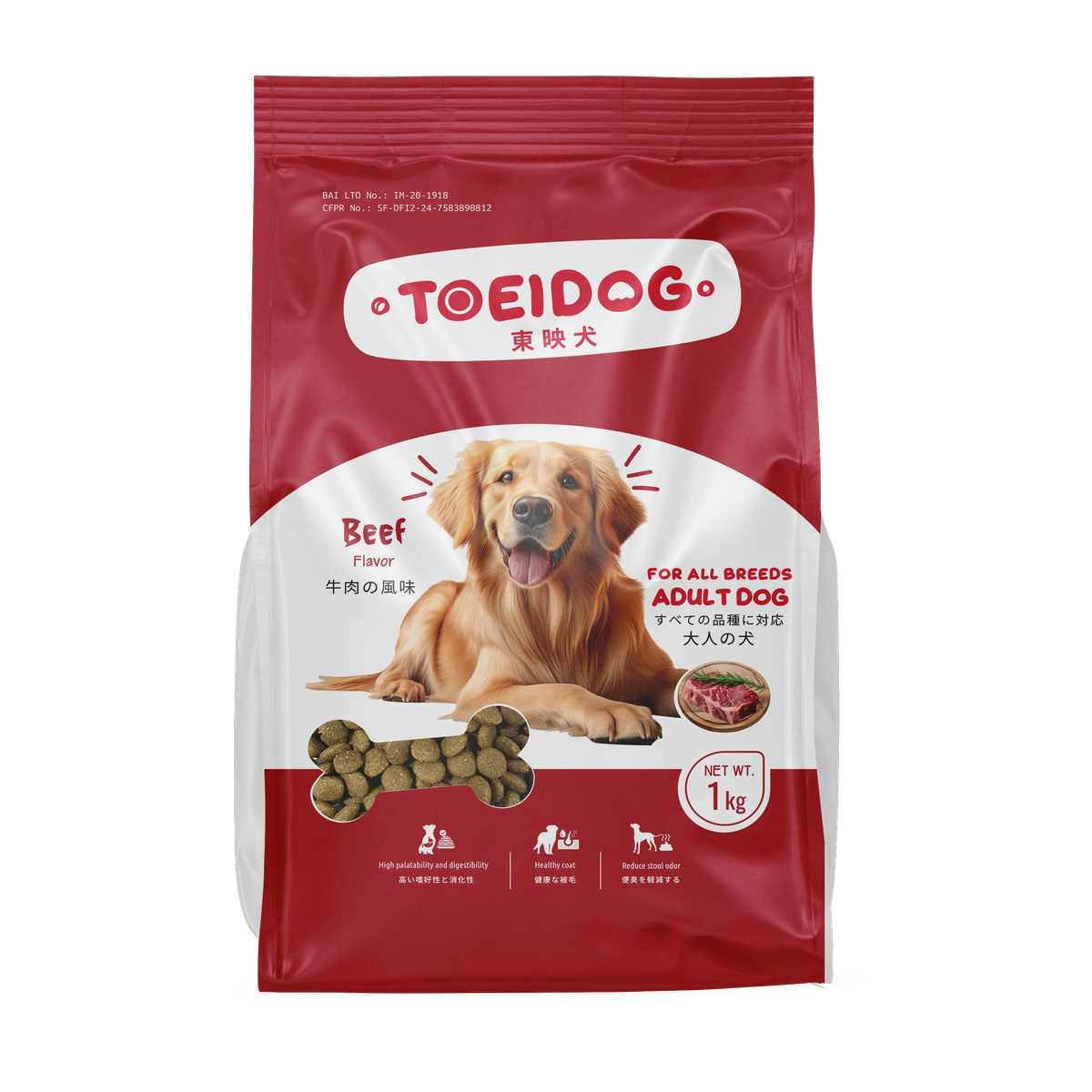 Toei Dog Dry Food All Breed – Beef Flavor – 1 kg