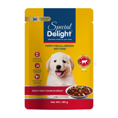 Special Delight Dog Wet Food – Roast Beef Chunks in Gravy – 130 g
