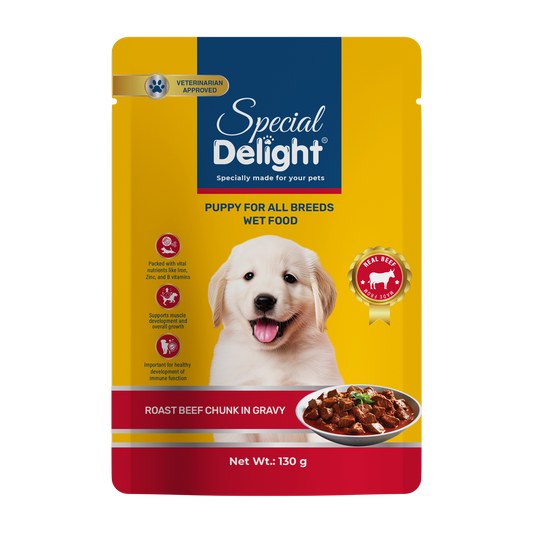 Special Delight Dog Wet Food – Roast Beef Chunks in Gravy – 130 g